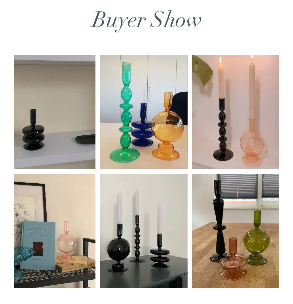 Taper Candle Holders Glass Candlesticks for Home Decoration Glass Vase