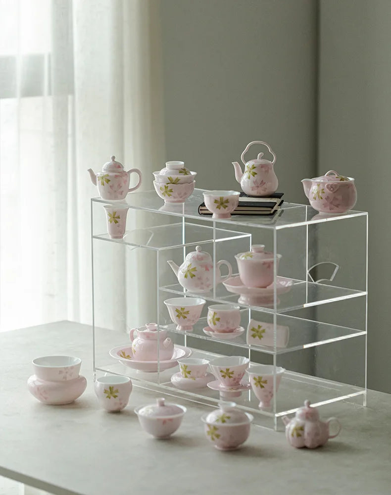 Hand-Painted Arita Pottery Underglaze Color Cherry Blossom Covered Bowl Base