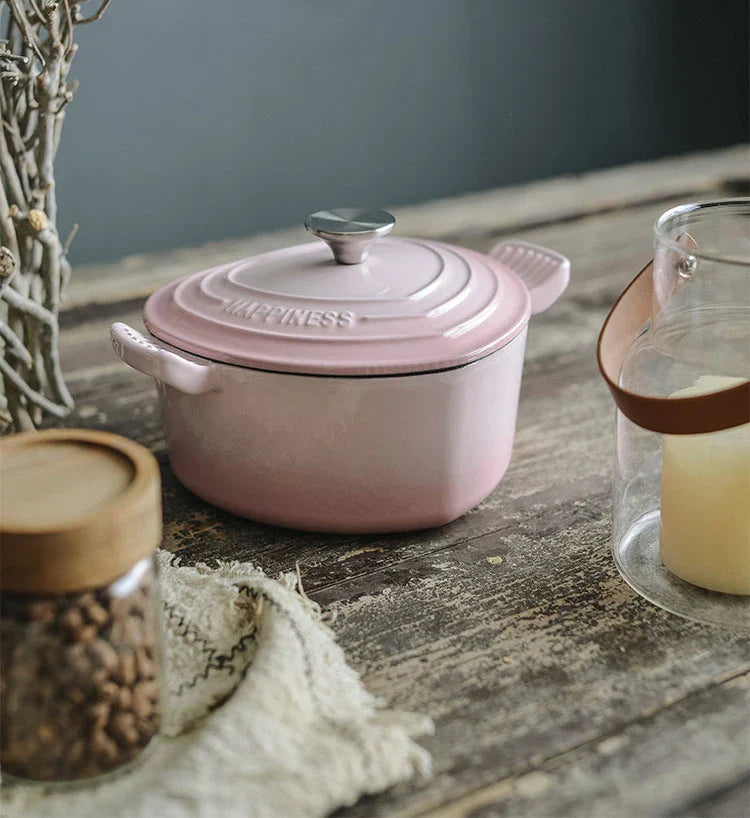 Pink Saucepan Enamel Pot Non-Stick Pot Heart-shaped Cookware Cast Iron Pot Kitchen Accessories Cooking Tools