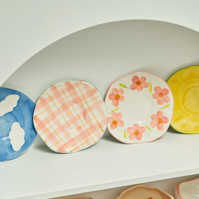 Korean Style Mug Irregular Hand-painted Flowers Ceramic Mugs