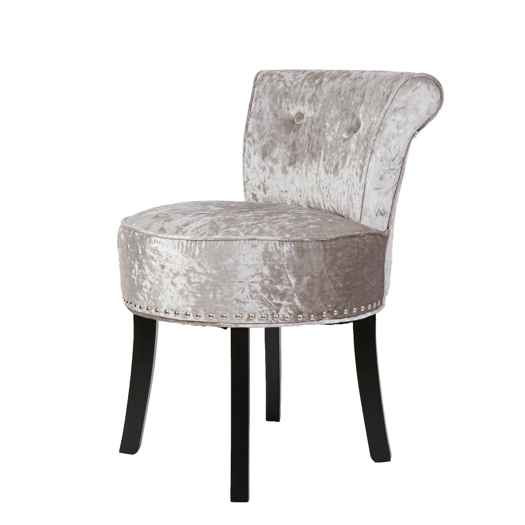 Vanity Stool Chair Makeup with Upholstered Round Velvet Padded Chair with Wood Legs