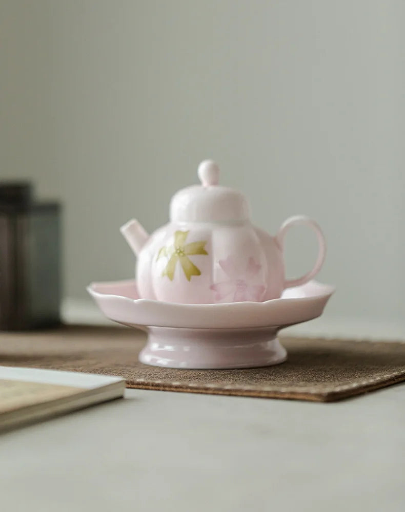 Hand-Painted Arita Pottery Underglaze Color Cherry Blossom Covered Bowl Base