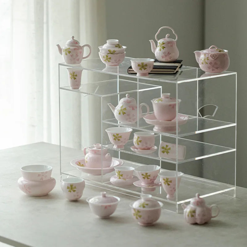 Hand-Painted Arita Pottery Underglaze Color Cherry Blossom Covered Bowl Base