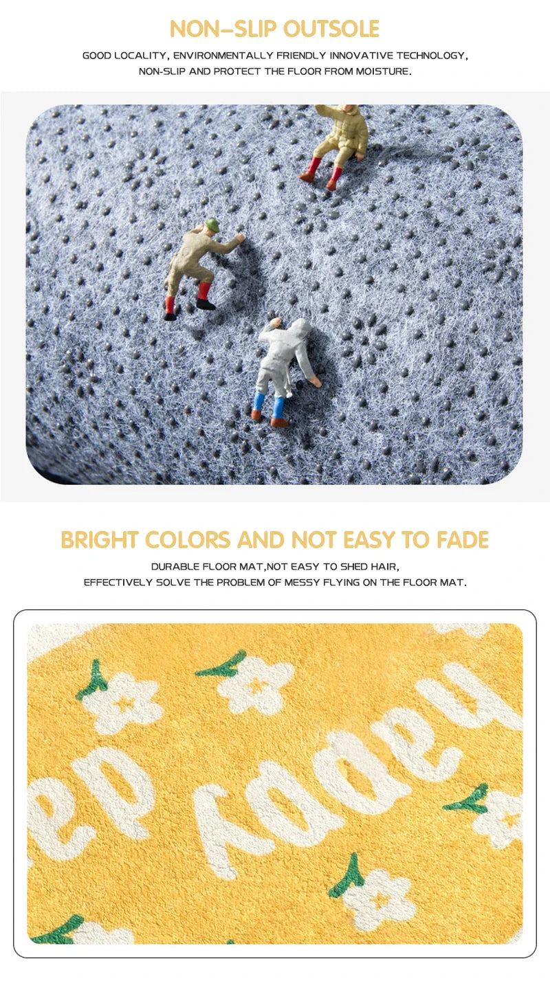 Soft Floor Mats Small Fresh Text Flowers Rugs Home Entrance Carpet Bedroom Toilet Bathroom Door Absorbent Non-Slip Foot Pad