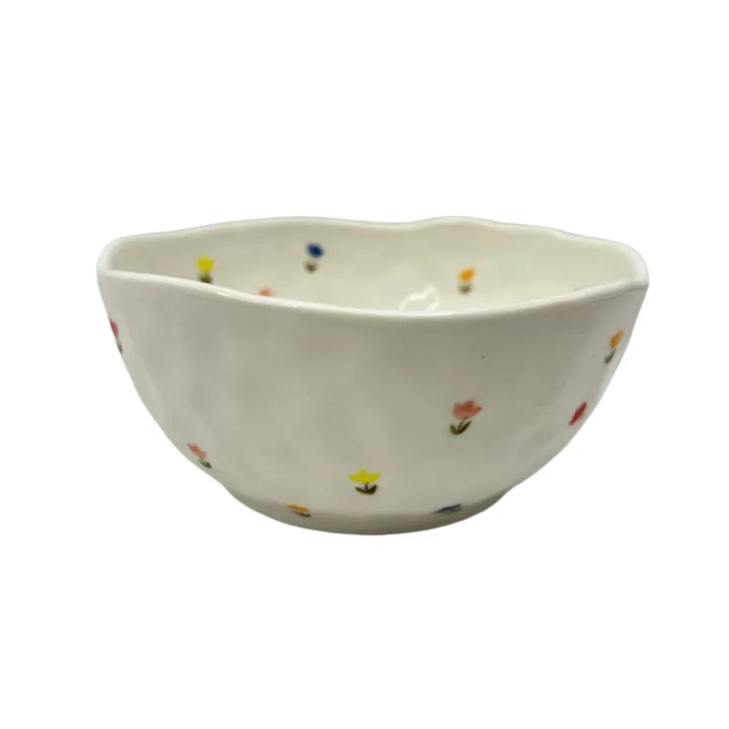 Hand Painted Irregular Ceramic Plate Creative Flower Heart-Shaped Ceramic Salad Bowl Microwavable Dinnerware