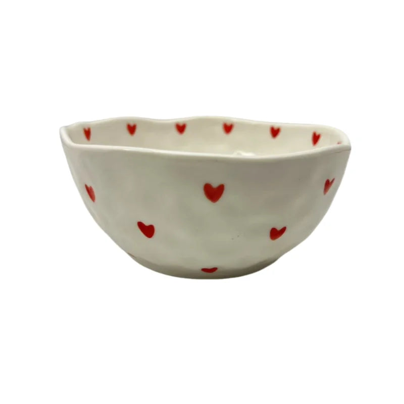 Hand Painted Irregular Ceramic Plate Creative Flower Heart-Shaped Ceramic Salad Bowl Microwavable Dinnerware