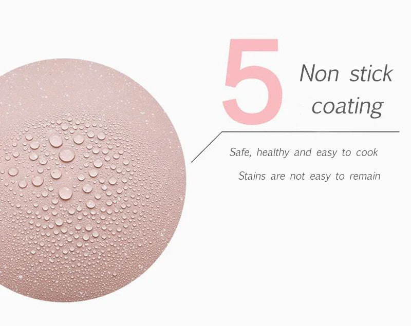 Pink Wok Non-stick Pan Fried Scoop Pan Deep Fry Non-stick Pot Cooker General Use for Gas and Induction Cooker