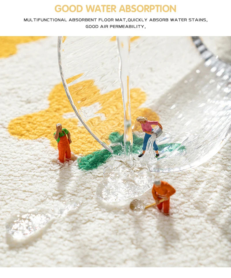 Soft Floor Mats Small Fresh Text Flowers Rugs Home Entrance Carpet Bedroom Toilet Bathroom Door Absorbent Non-Slip Foot Pad