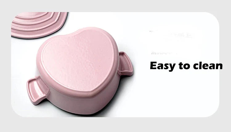 Pink Saucepan Enamel Pot Non-Stick Pot Heart-shaped Cookware Cast Iron Pot Kitchen Accessories Cooking Tools