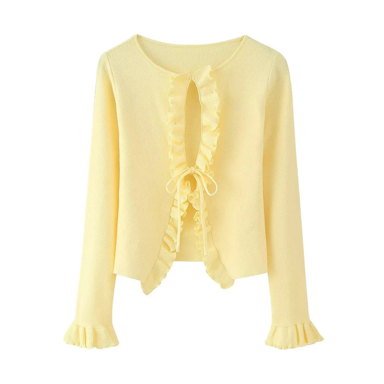 Women Fashion Lace Patchwork Long Sleeve Knitted Cardigan Sweater Vintage Casual Female Outerwear Chic Tops