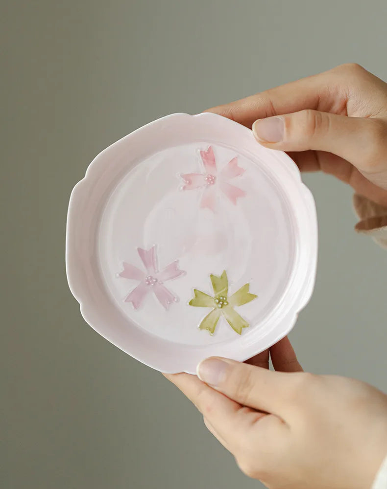 Hand-Painted Arita Pottery Underglaze Color Cherry Blossom Covered Bowl Base