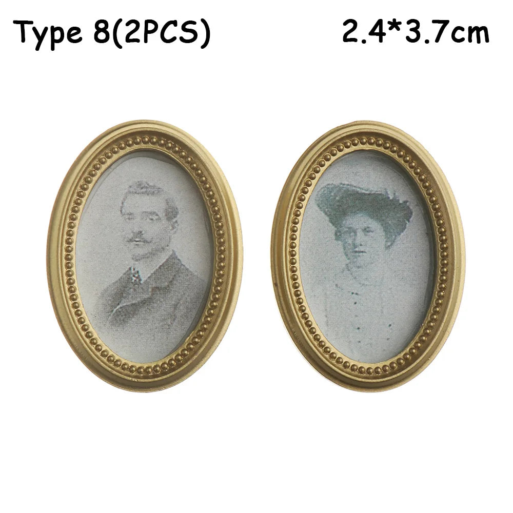 Mini Resin Wall Picture Vintage Framed Photos Miniature Oil Painting Accessories