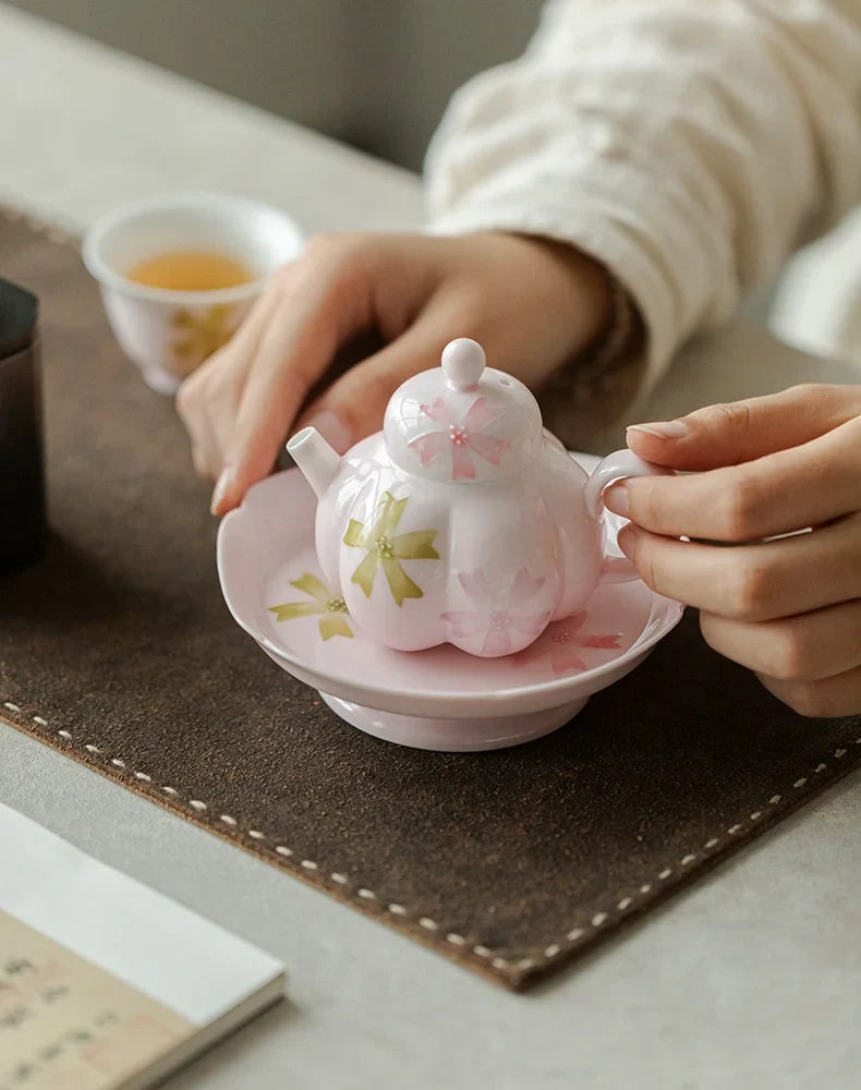Hand-Painted Arita Pottery Underglaze Color Cherry Blossom Covered Bowl Base