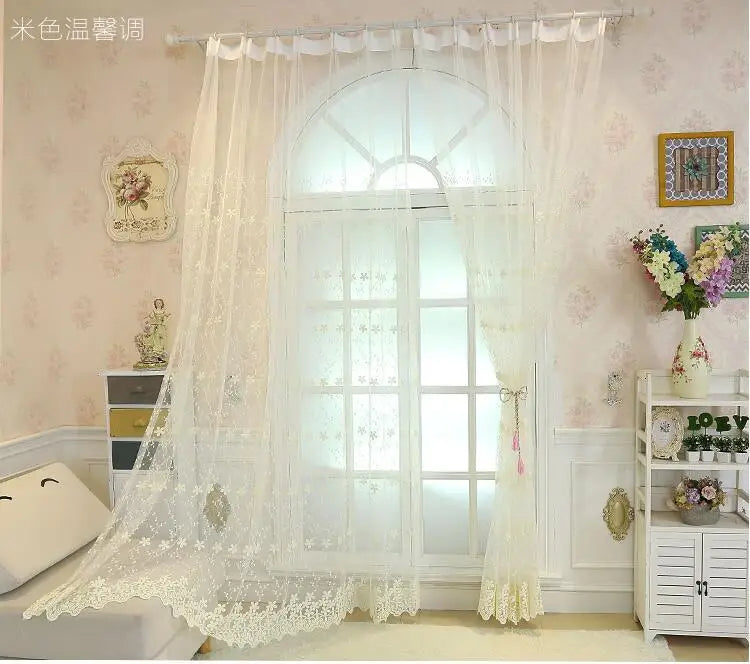Embroidery Flowers Lace Curtains