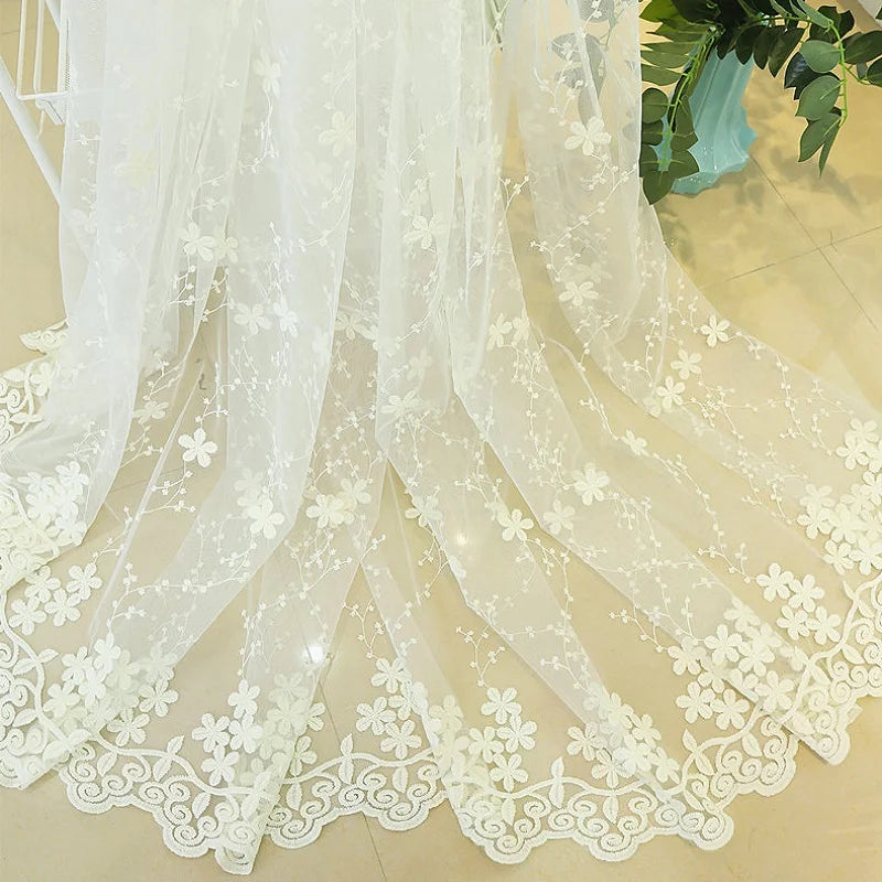 Embroidery Flowers Lace Curtains