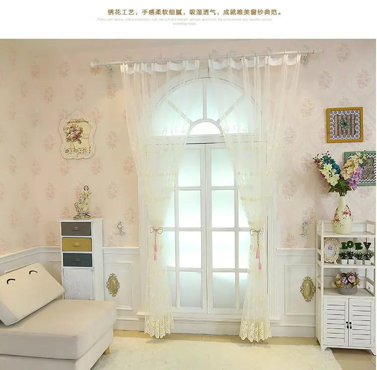 Embroidery Flowers Lace Curtains