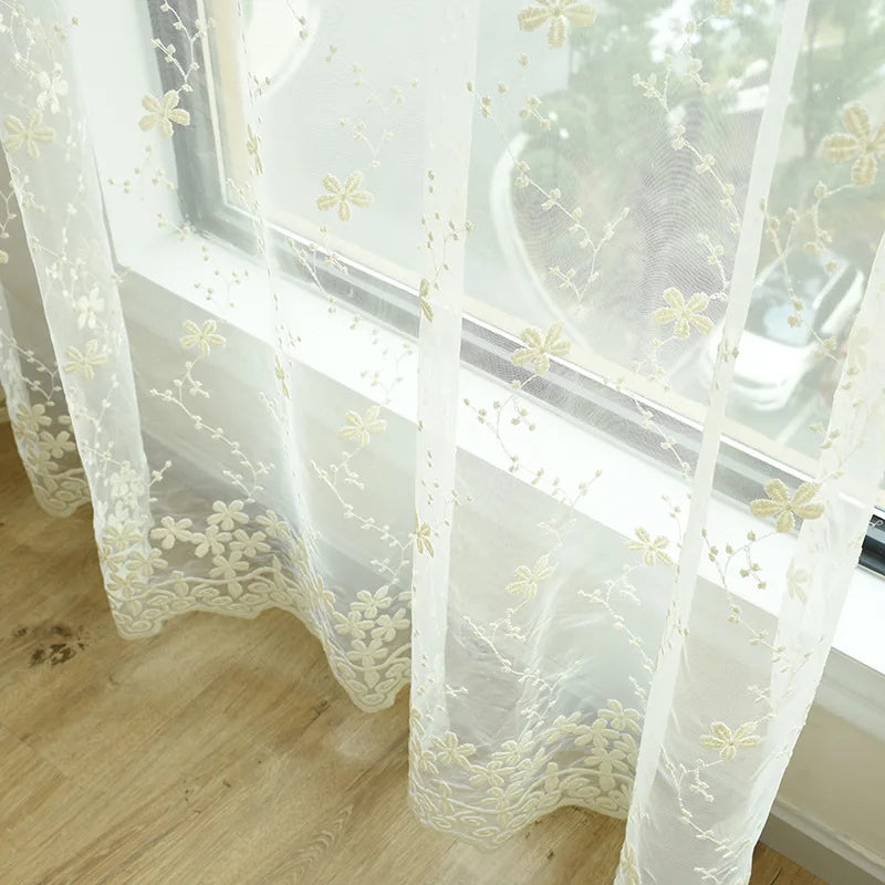 Embroidery Flowers Lace Curtains