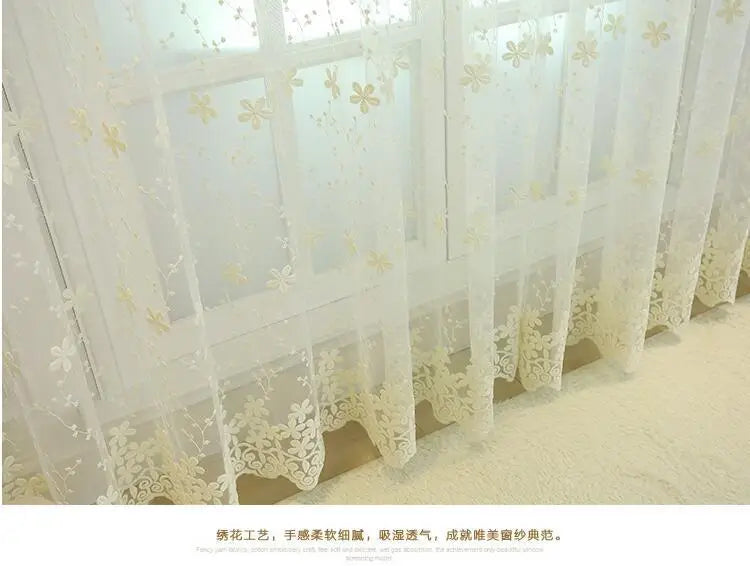 Embroidery Flowers Lace Curtains