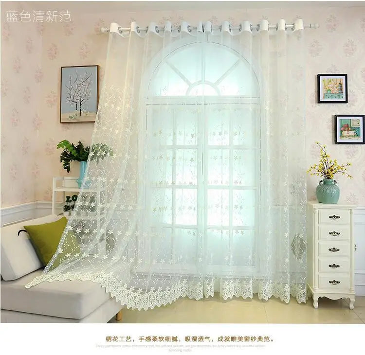 Embroidery Flowers Lace Curtains