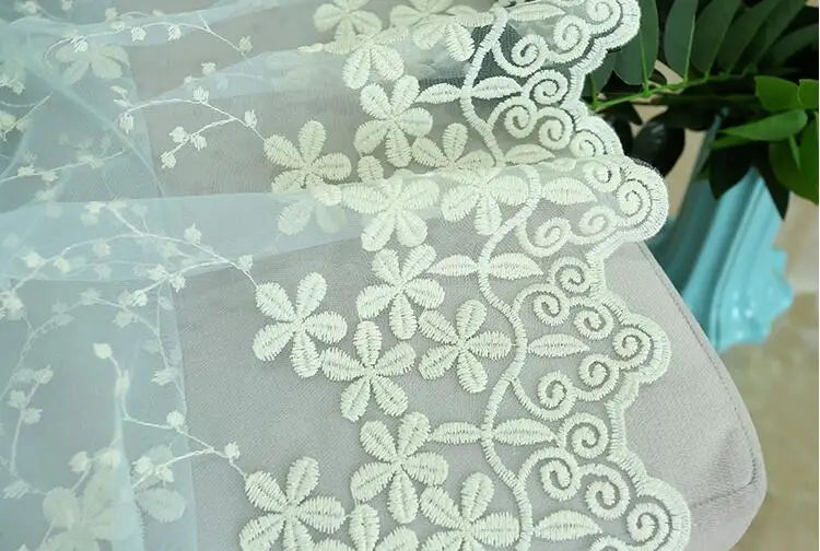 Embroidery Flowers Lace Curtains
