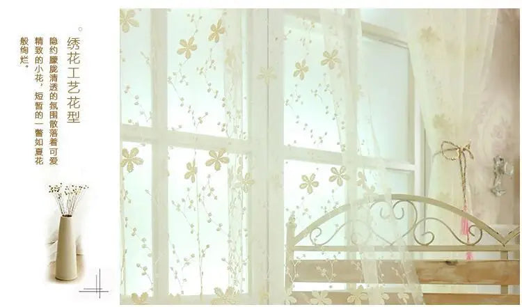 Embroidery Flowers Lace Curtains