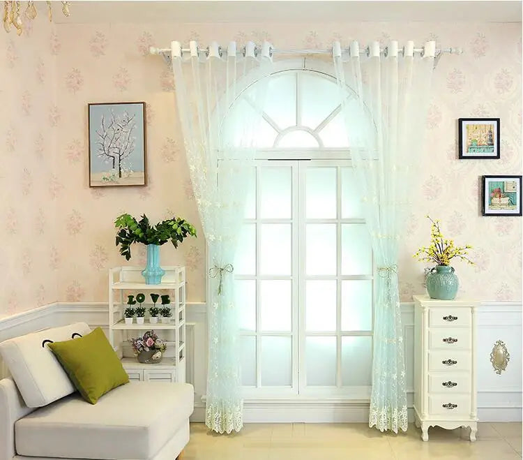 Embroidery Flowers Lace Curtains
