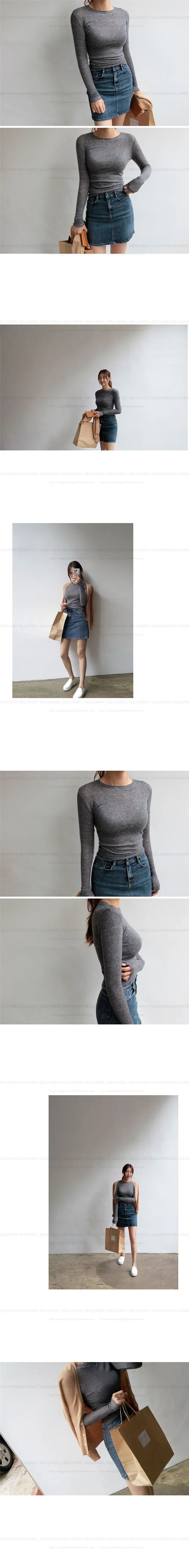 High Quality Plain T Shirt Women  Elastic Basic T-shirts Female Casual Tops Long Sleeve Sexy Thin T-shirt see through