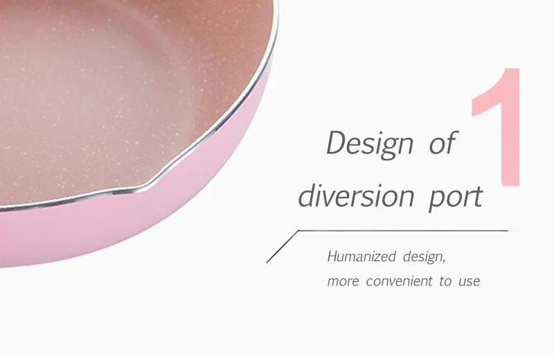 Pink Wok Non-stick Pan Fried Scoop Pan Deep Fry Non-stick Pot Cooker General Use for Gas and Induction Cooker