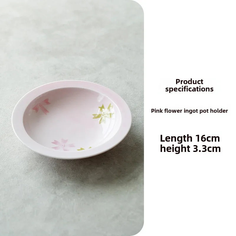 Hand-Painted Arita Pottery Underglaze Color Cherry Blossom Covered Bowl Base