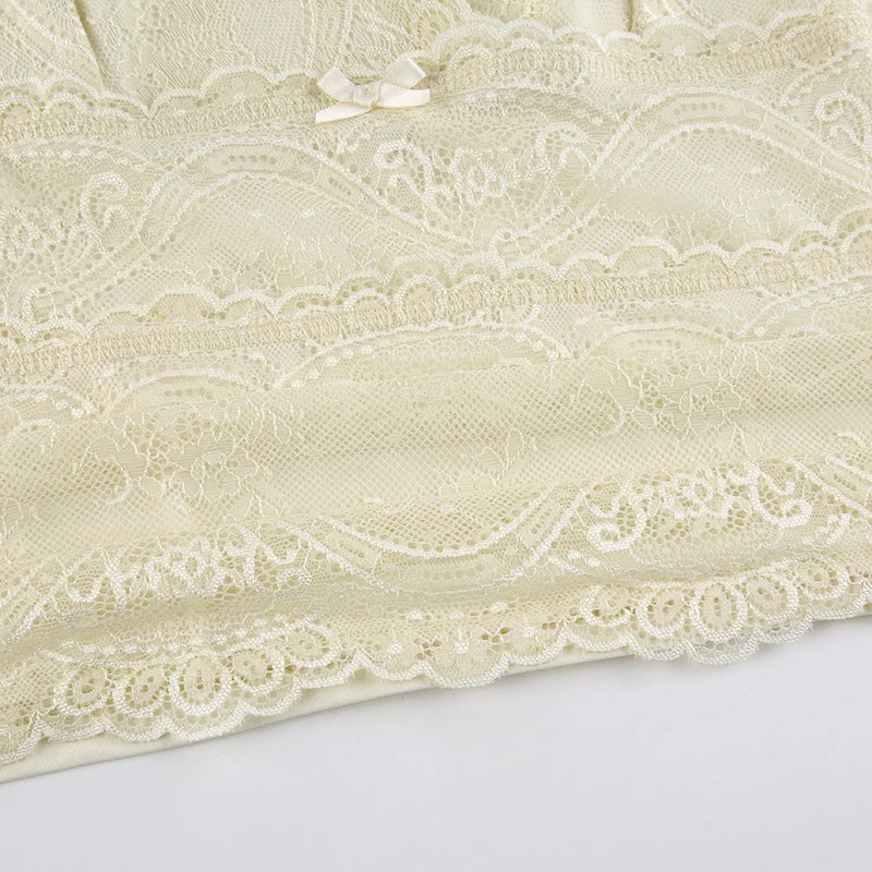 Retro Fairycore Y2K Kawaii Tank Tops Lace Patchwork V-neck Sleeveless Slim Crop Camis - Fashion 2000s Sexy Top