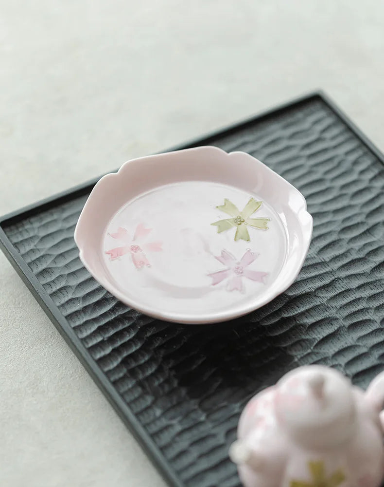 Hand-Painted Arita Pottery Underglaze Color Cherry Blossom Covered Bowl Base