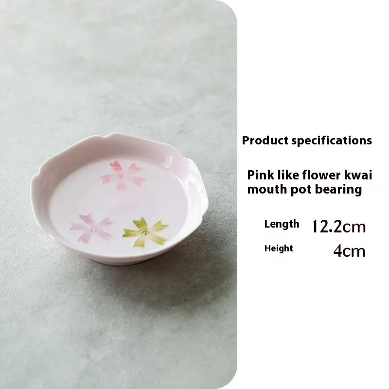 Hand-Painted Arita Pottery Underglaze Color Cherry Blossom Covered Bowl Base