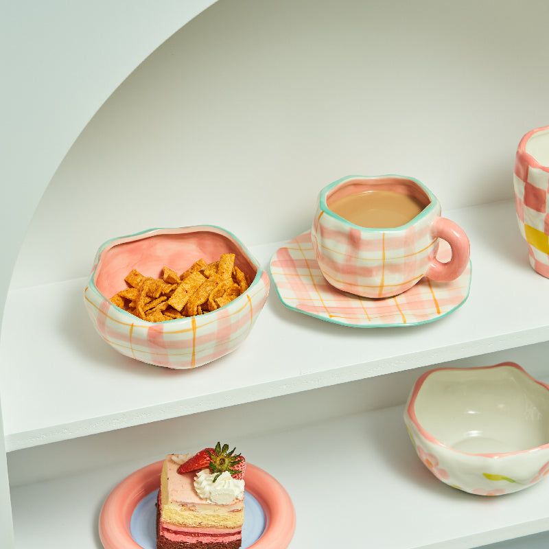 Korean Style Mug Irregular Hand-painted Flowers Ceramic Mugs