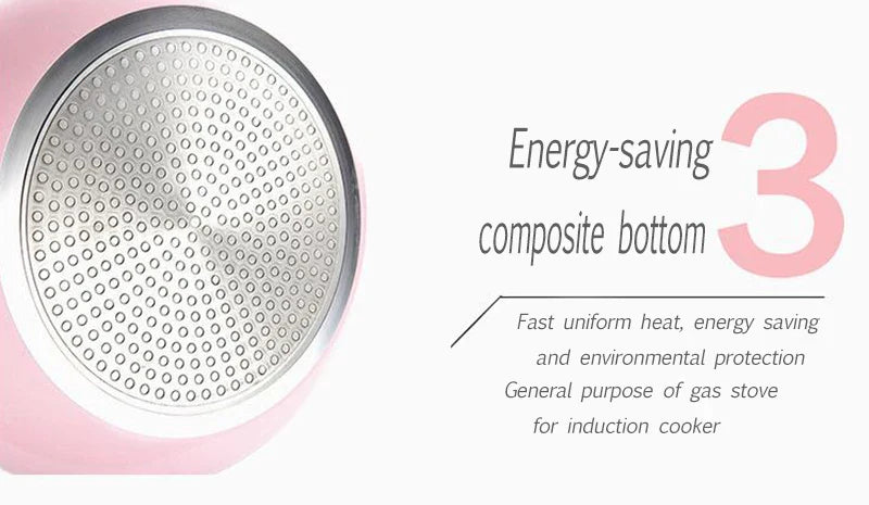 Pink Wok Non-stick Pan Fried Scoop Pan Deep Fry Non-stick Pot Cooker General Use for Gas and Induction Cooker