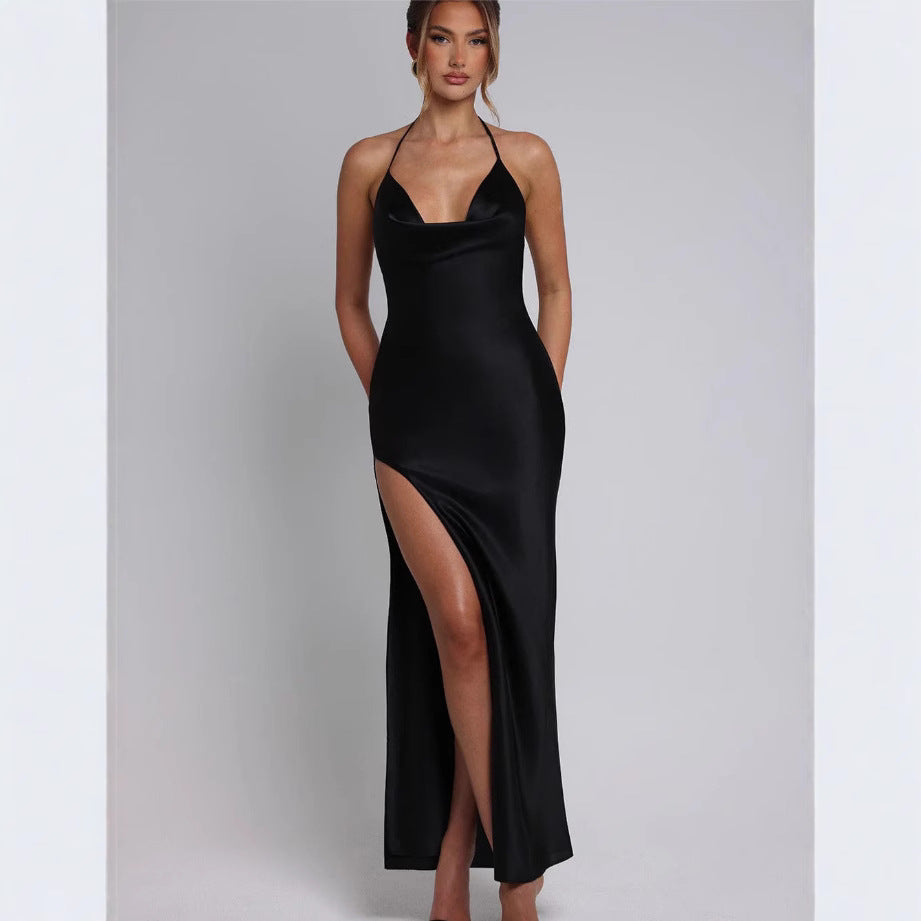 Women's Fashion Halter Slit Waist Dress