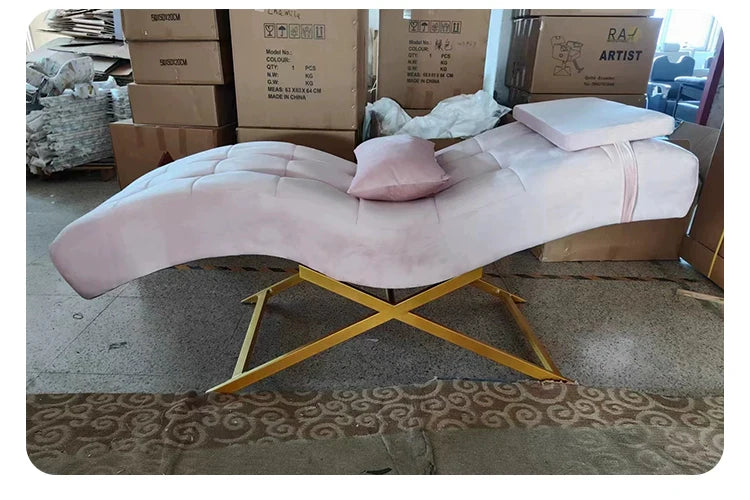Luxury Salon Equipment Furniture Pink Gold Massage Table Set Modern Lay Down Eyelash Facial Bed