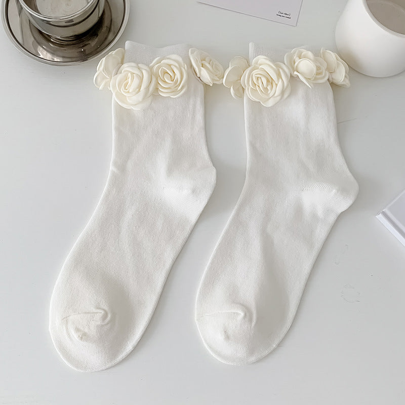 Three-dimensional Camellia Tube Socks Personality Lolita Style Socks
