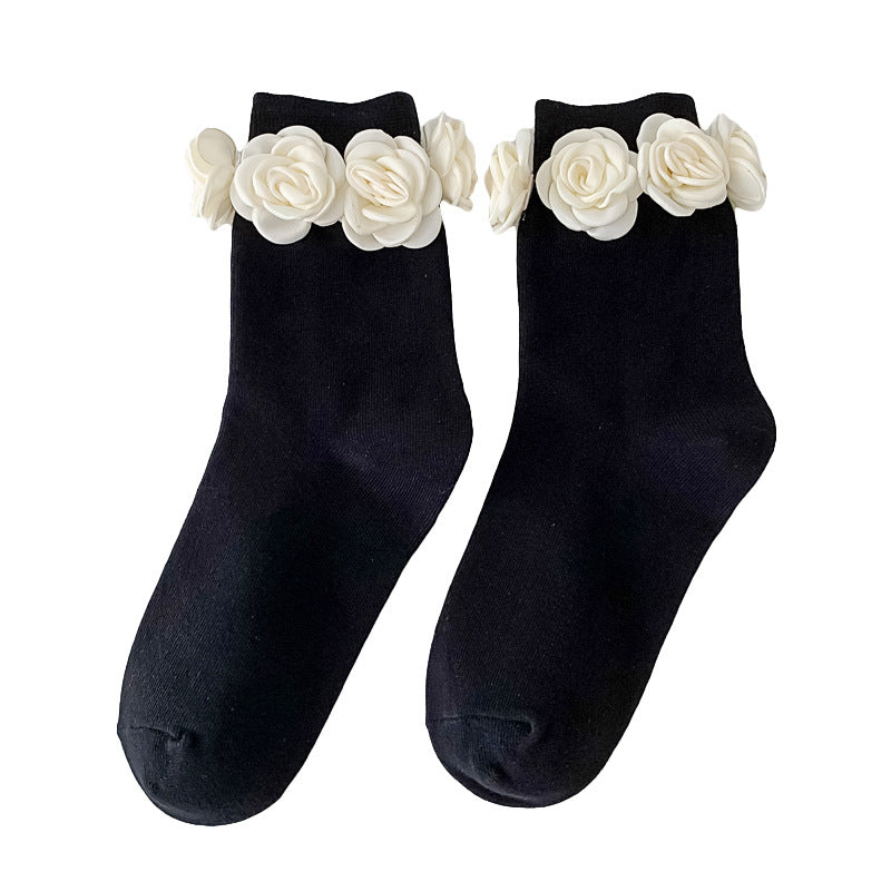 Three-dimensional Camellia Tube Socks Personality Lolita Style Socks
