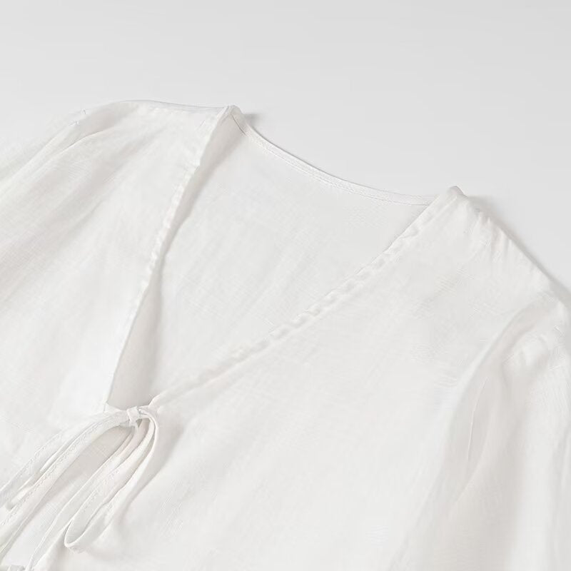 Women's French Style All-matching Casual Lace Up Top