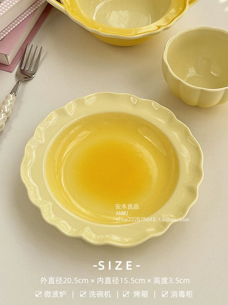 Gradient Lace Underglaze Porcelain Tableware Dish and Bowl Dish