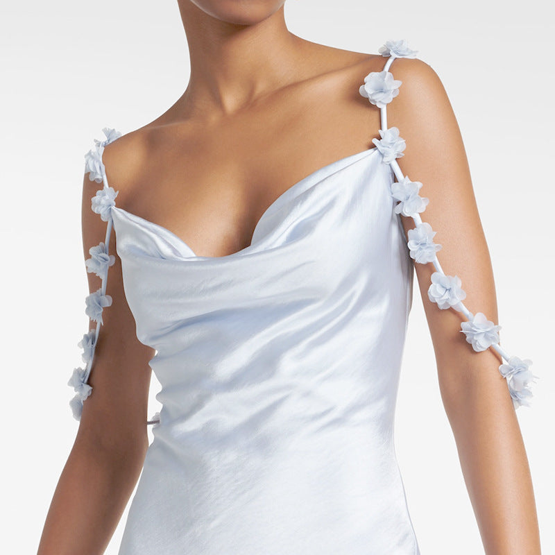 New Style White Sleeveless U-neck Tube Top Dress