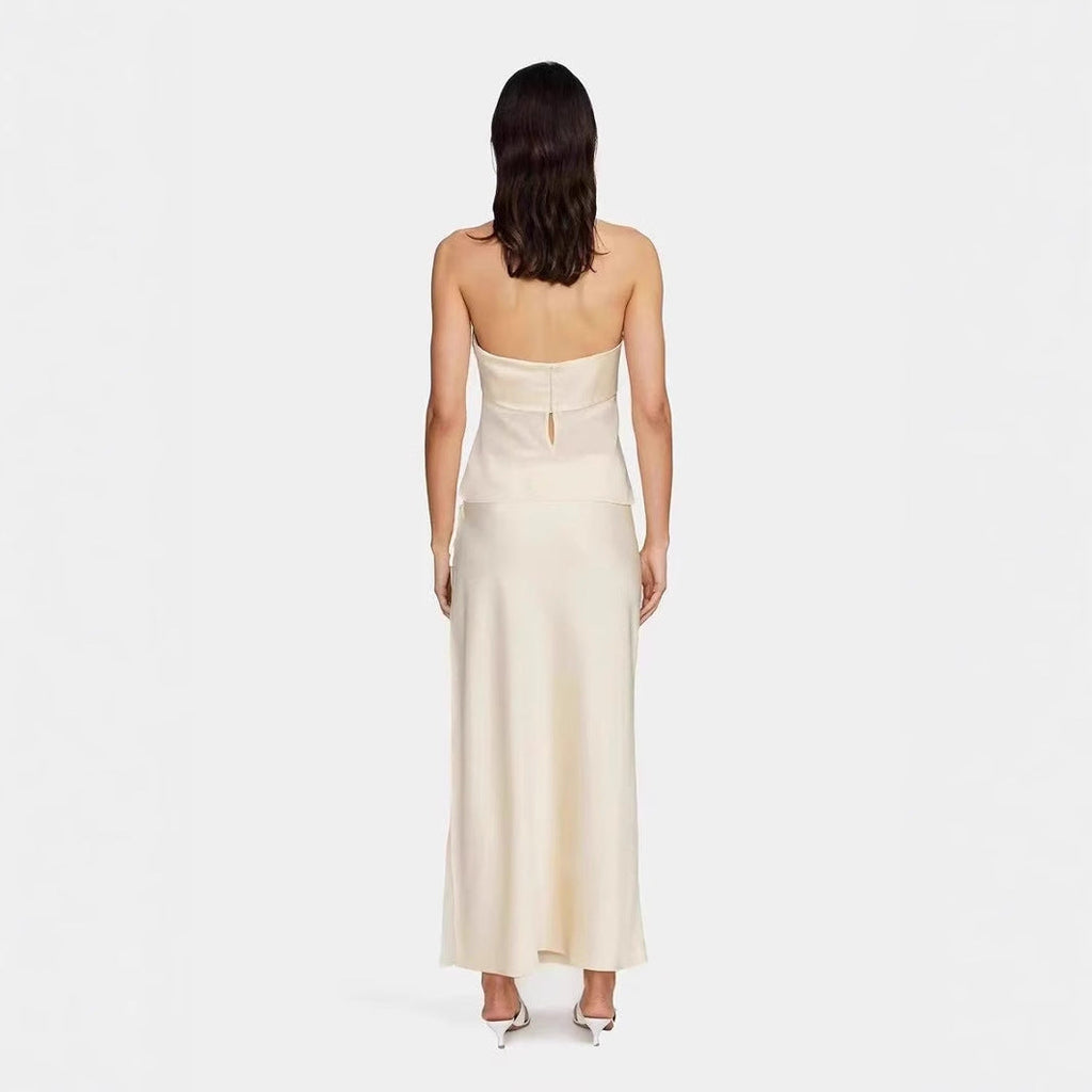 Women's Clothing Tube Top Sexy Elegant Solid Color Dress