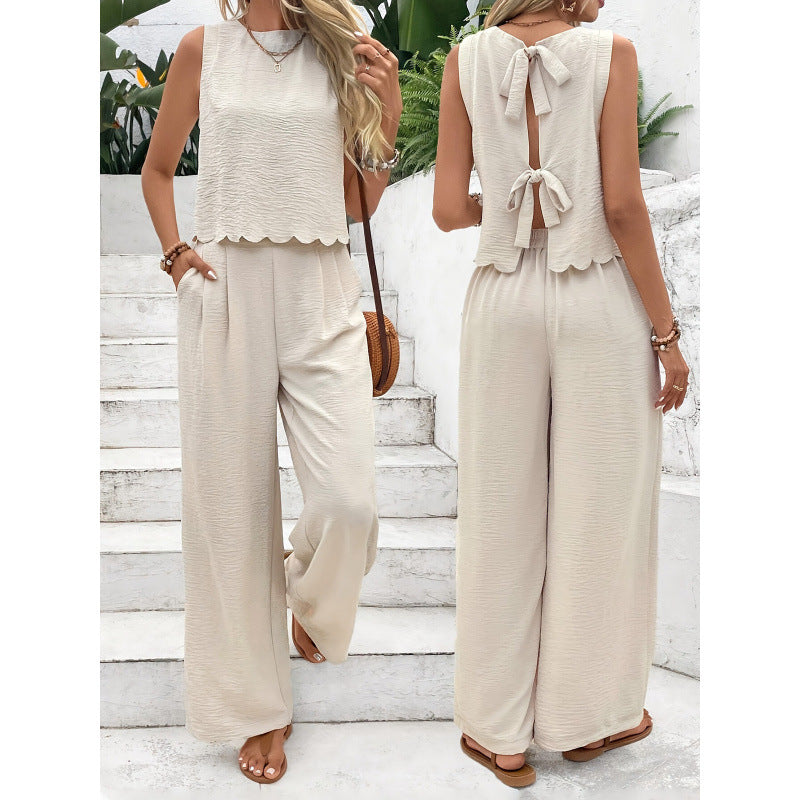 Women's Clothing Sleeveless Vest Casual Trousers Suit