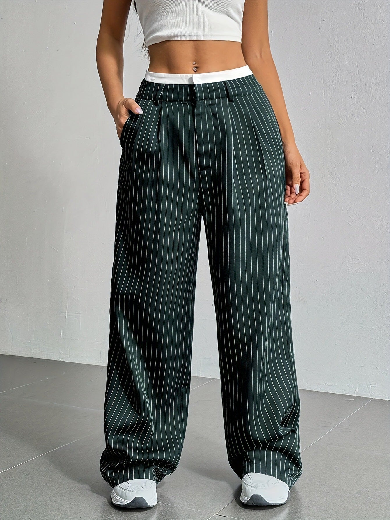 Stitching Suit Pants Simple Loose Drooping Straight-leg Pants