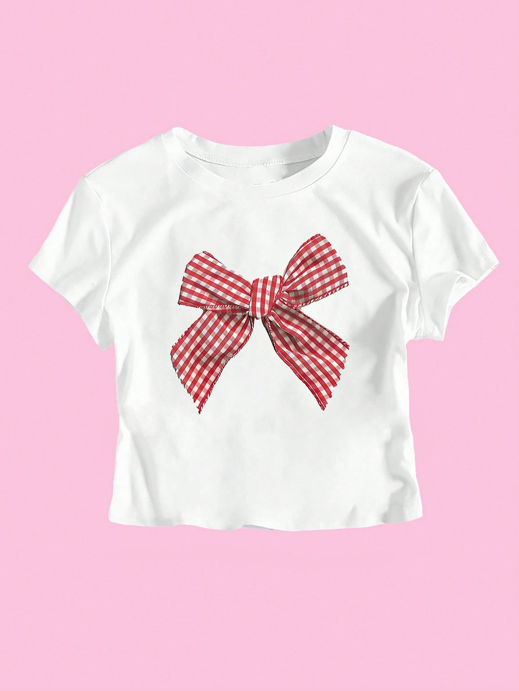 Women's Casual Short Bow Printed Top