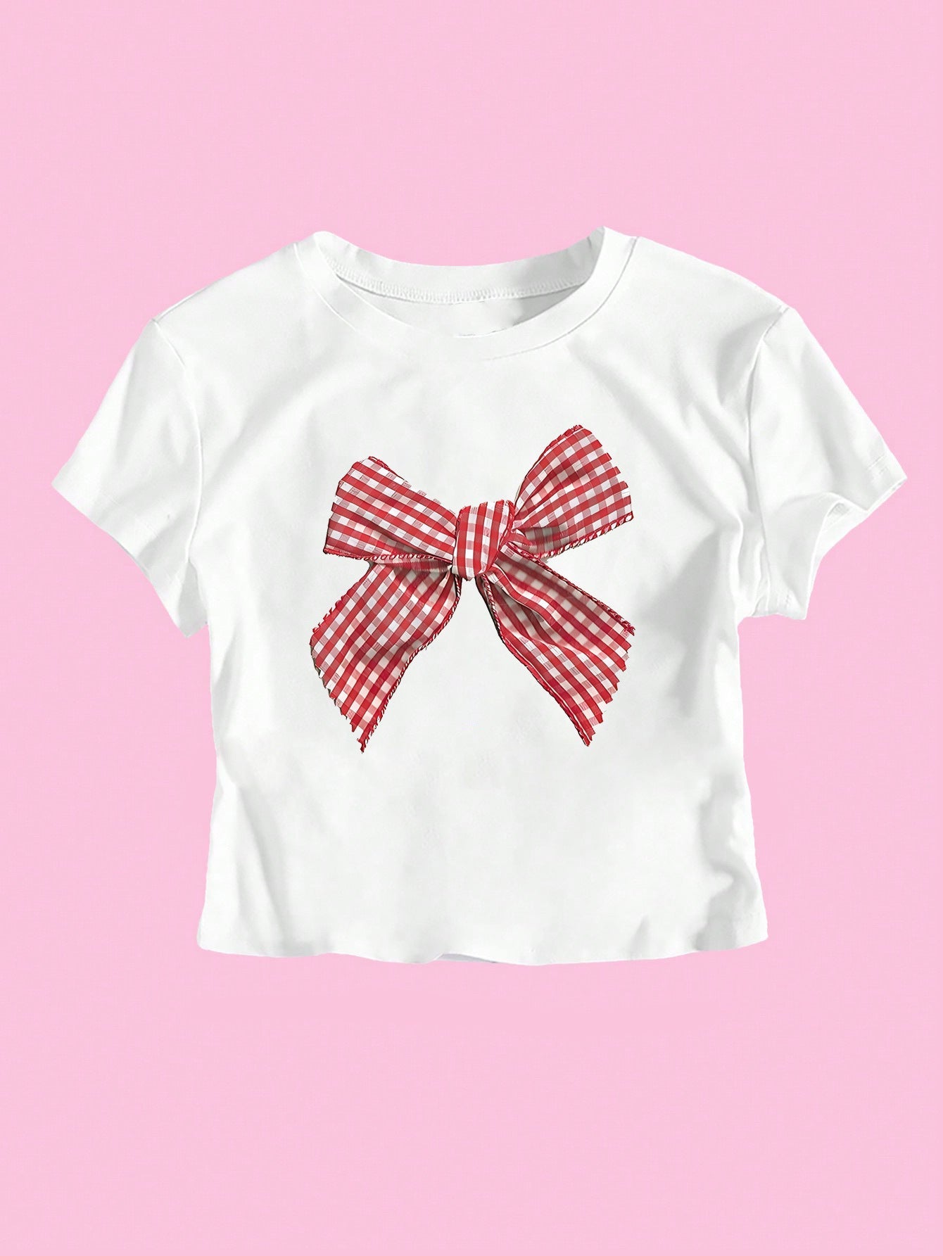 Women's Casual Short Bow Printed Top