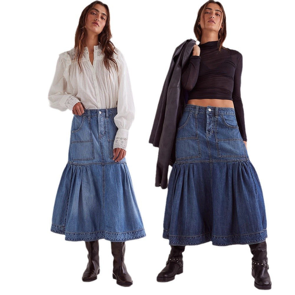 Fashion Retro Women's Casual Denim Skirt