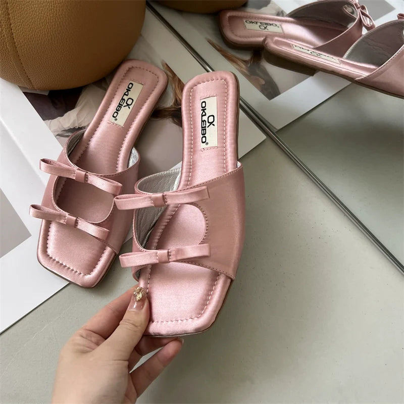 Fairy Shoes Bows Open Toe Slippers