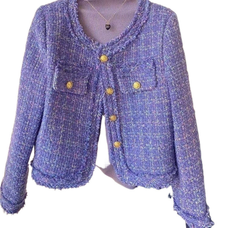 Quilted Lining Coarse Flower Short Woolen Coat