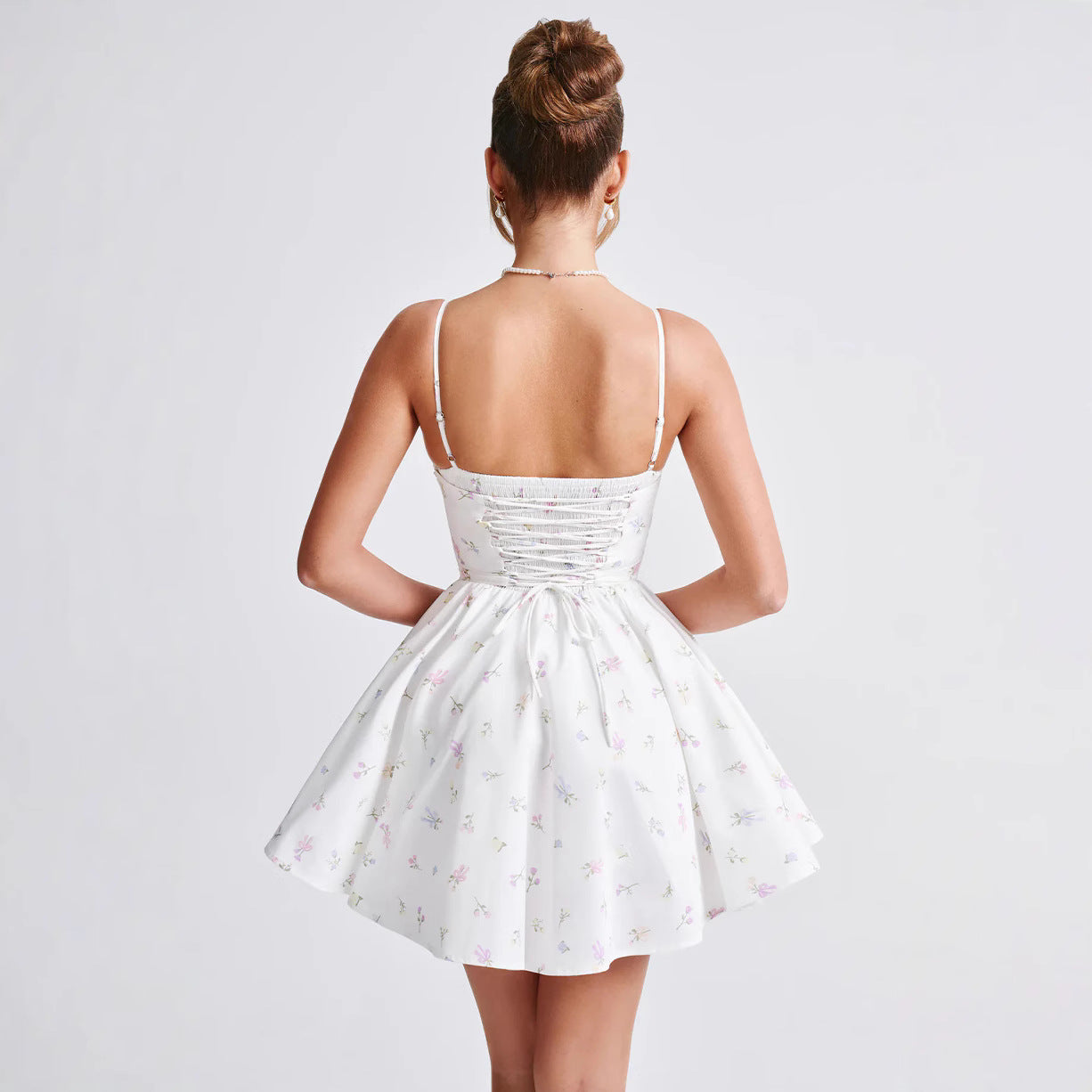 French Sweet Style Fishbone Drawstring Slim-fit Elastic Bandage Sling Dress